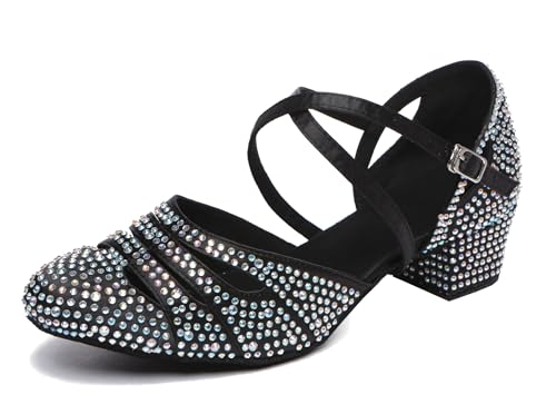 MINITOO Chaussures de danse en strass pour femme - Escarpins latins pour salle de bal, mariage, soirée, 39 EU