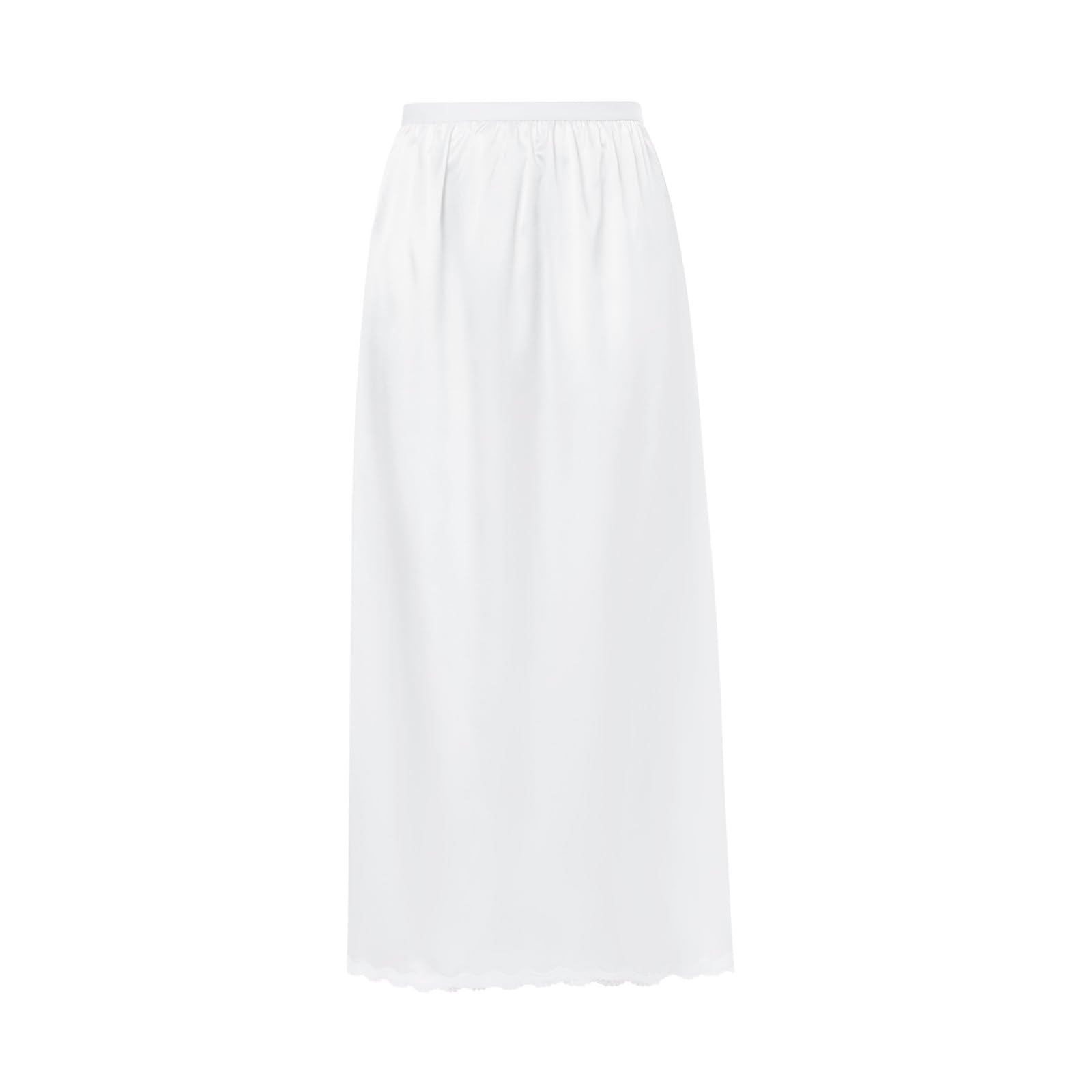 Jupe maxi en dentelle satinée blanche pour sublimer vos tenues d'été