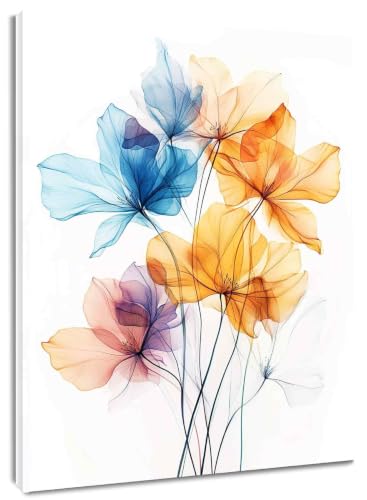 Décoration murale fleur esthétique sur toile premium encadrée bois