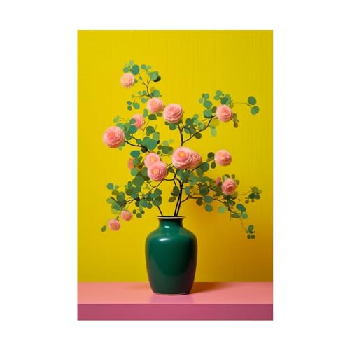 Tableau decoration murale rose pour habiller un grand mur de salon nu