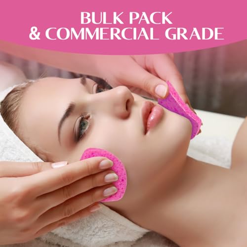 120-Count Compressed Facial Sponges, Face Sponges for Cleansing, 100% Natural Cellulose Cosmetic Spa Scrub for Makeup Removal, Exfoliating Mask, Skin Massage - Pink - Image 8
