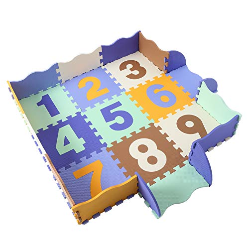 Yopay Baby Play Mat With Fence, 0.39" Thick Toddlers Crawling Mat, Interlocking Foam Floor Tiles Kids Puzzle Mat, Tummy Time And Floor Play (25 Pieces, Numbers) #TOP5