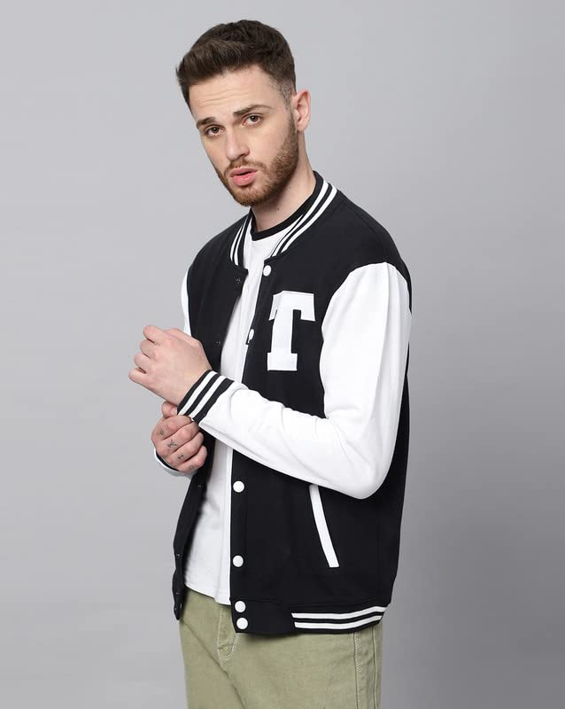Image of BE SAVAGE Men's Cotton Blend Standard Length Varsity Jacket