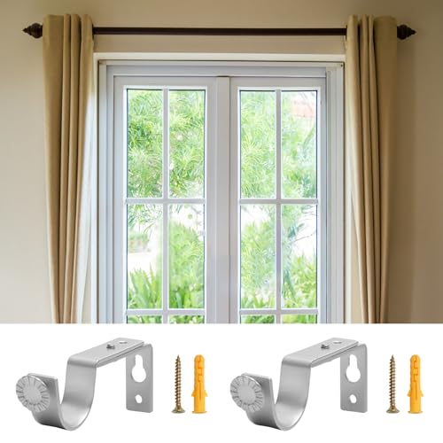 6 Stück Gardinenstangenhalter, Verstellbare Gardinenstange Halterung mit Schrauben, Metall Wandhalterung Vorhangstange Halterung für Schlafzimmer, Badezimmer, Schrank & Kleiderschrank