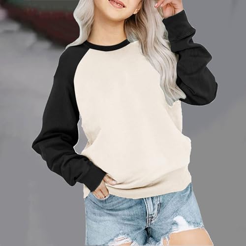 Girls Cotton Sweatshirts Basic Crewneck Pullover Tops Kids Boys Long Sleeve Color Block Sweatshirts Cute Fall Clothes2