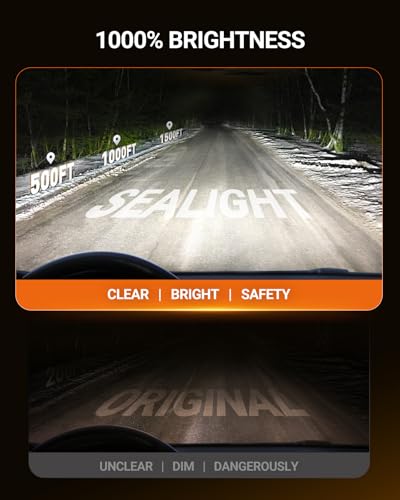 Image of SEALIGHT D1S Bulbs, 6000K Cool White 45000LM 1000% Brighter, 1:1 Size Plug and Play for 66340 42403 42302 HID Assembly, D1S Xenon HID Replacement Bulbs, Pack of 2