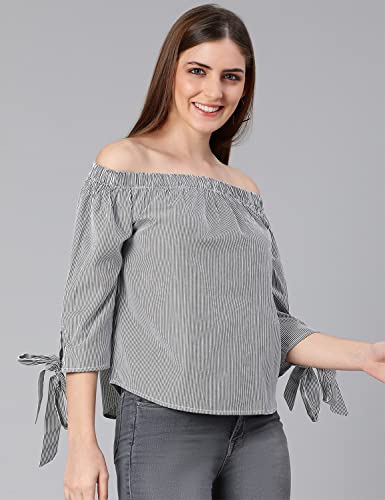 Image of oxolloxo Ragalia Stripes Printed Off-Shoulder Women top