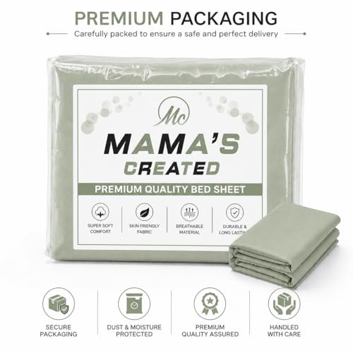 Image of King Size Bed Sheet - 600 Thread Count Single Flat Sheet Only - Long Staple Egyptian Cotton Top Sheet Wrinkle & Fade Resistant - Sage