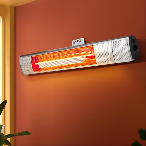 Devanti Radiant Heater, 2000W Portable Electric Infrared Strip Heaters for Bedroom Indoor Home Room Bathroom Space Heating, Remote Control Wall Ceiling Mounted Silver