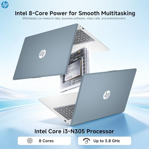 Image of HP 15.6 Touchscreen Laptop Windows 11 Pro, Intel 8-Core i3-N305 CPU, 15.6 FHD Touch, 16GB RAM, 512GB SSD, Fast Charge, Wi-Fi 6, HD Camera, Student & Business, Moonlight Blue,W /REDRAGON Accessories
