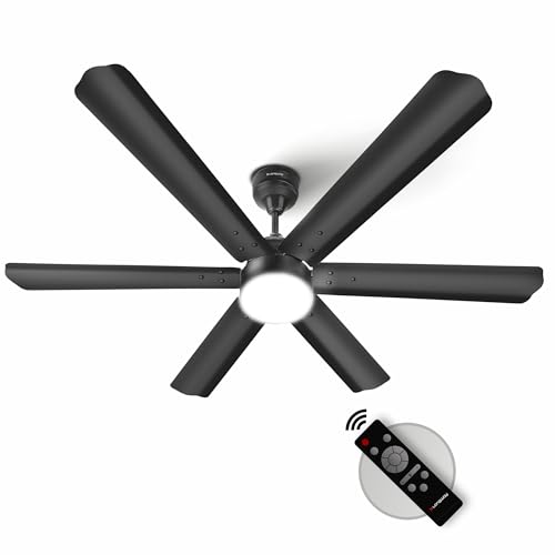 Image of LONGWAY Luminair 1200 mm BLDC Ceiling Fan with Remote Control & LED Light|BEE 5 Star Rated Energy Efficient|Ultra High Speed 6 Blade Anti-Dust Decorative|5 Years Warranty (Smoked Brown, Pack of 1)