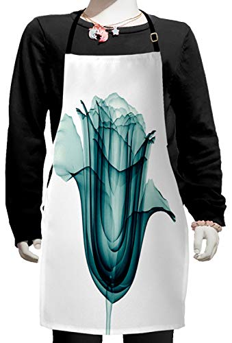 Ambesonne Flower Apron, X-Ray Image Of A Rose Flower Romance Creative Nature Picture Print, Small Apron Bib With Adjustable Ties For Baking Painting, Small Size, Teal White #TOP18