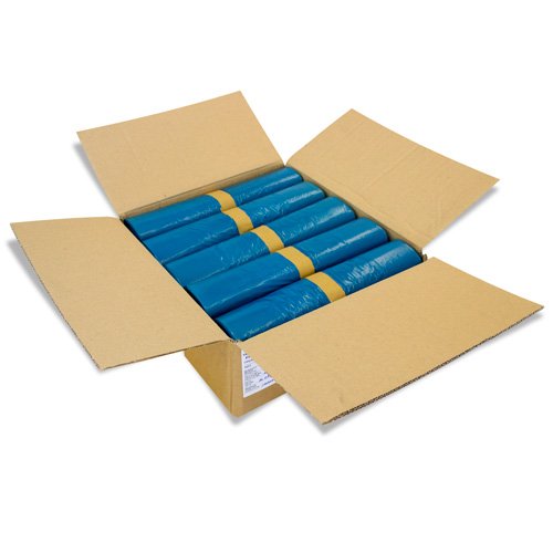 KK Verpackungen Müllsäcke 240 Liter Blau | 80 Stück, LDPE-Regenerat Abfallsäcke 650x550x1350mm | Perforiert zum Abreißen | Müllbeutel PE Typ 70 | Abfallbeutel | 10 Stück auf Rolle