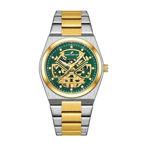 Image of Daniel Hechter Paris Austerlitz Collection Skeleton Style Analog Watch for Men with Luminous Hands and Stainless Steel Strap - Mechanical-Inspired.