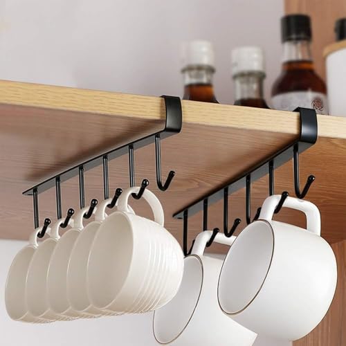Tazza Tazze Stoccaggio Gancio Sotto Mensola Porta Tazza Utensili Da Cucina Cravatte Cintura e Sciarpa Appeso Rack Supporto Base Armadio 2 Pezzi