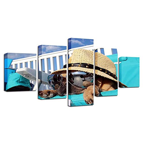 Photo motif moderne Puppy vacation 5 pièces tableau mural grand format