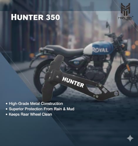Image of Rear Mudguard, Compatible with Royal Enfield Hunter 350 Rear Reflector Guard, Mud Flap, Splash Guard Tyre Hugger, Rust-Resistant Branded Design Easy Installation Hunter 350
