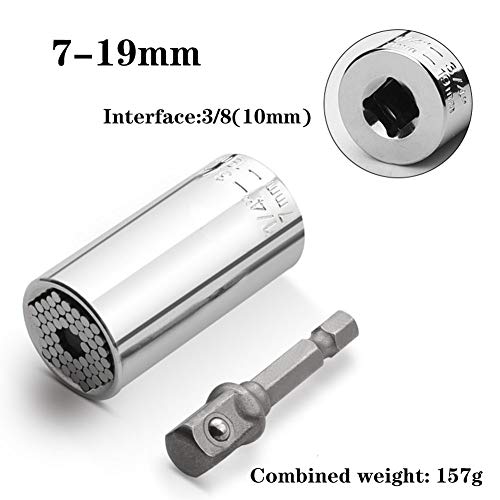 Universal Socket Tools Gifts,7mm-19mm Tool Sets with Power Drill Adapter,Best Christmas Gifts for Men, DIY Handyman, Father/Dad, Husband, Boyfriend, Him, Women