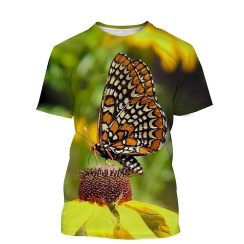 T-Shirt 3D Papillon Homme Femme ample et décontracté pour le quotidien