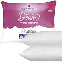 Slumberdown Feels Like Down Pillows 2 Pack - Ultra-Soft Down Alternative Pillow for Front, Back & Side Sleepers | UK Made, Non-Allergenic, Machine Washable (48 x 74cm)