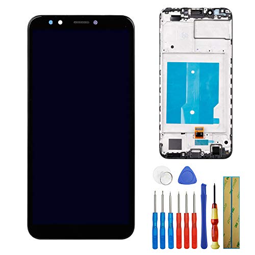 New LCD Touch Screen Assembly Compatible with Huawei Y7 2018 LDN-L01 LDN-LX3 / Y7 Prime 2018 LDN-LX1 LDN-L21 LDN-L22 / Y7 Pro 2018 / Nova 2 lite with Frame Black + Adhesive + Tools