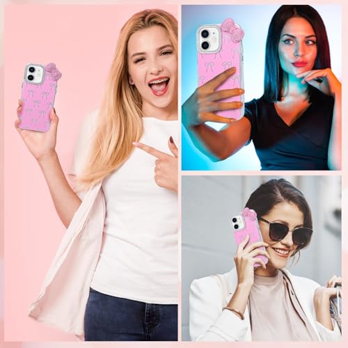 Coque iPhone 12 anti-rayure caméra strass rose rigide