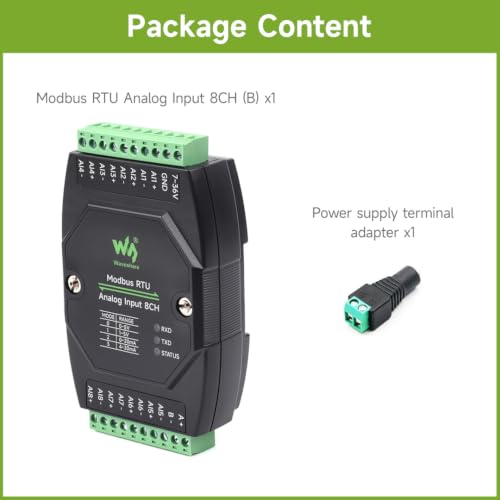 Waveshare Industrial 8-Ch Analog Acquisition Module, 12-Bit High-Precision, Supports Voltage and Current Acquisition, DC 7~36V Wide Voltage Power Supply, 8-ch Voltage Mode, 0~10V - Image 3