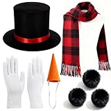 Snowman Costume for Women Snowman Hat, Scarf, Carrot Nose, Gloves Christmas Costume Kit Christmas Play Dress Up Red and Black