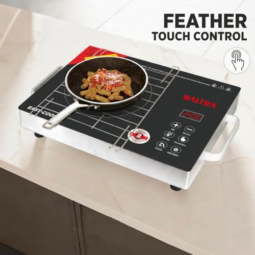 Image of BALTRA Easycook Infrared Induction Cooktop 2400W with Grill Rack, Infrared Glass Top, Digital Touch Control, Auto-Off Safety, 3 Cooking Modes, Infrared Hot Plate, Works with All Cookware