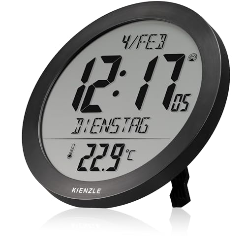 KIENZLE DCF Radio-Control. Wall Clock w. Room Temp.Display black
