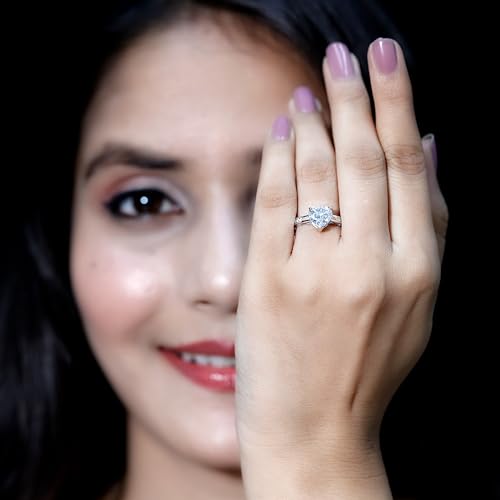 Certified Moissanite 8 mm Heart Engagement Ring, D-Vs1 Quality, Moissanite 2 Carat Ring For Women (Ideal for Gift)4