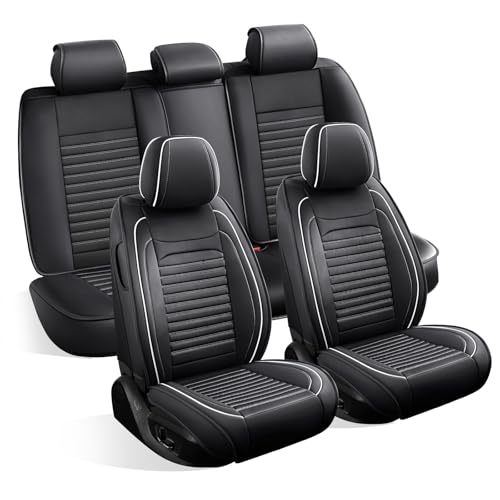 Image of Car Seat Covers Fit for VW CC 2009-2017 | Full Coverage Faux Leather Seat Protector Waterproof Airbag Compatible and All-Weather Automotive Seat Covers