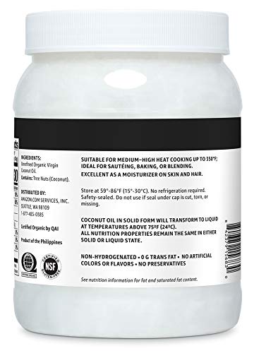 Amazon Brand - Happy Belly Organic Unrefined Virgin Coconut Oil, 54 Fl Oz (Previously Solimo) #TOP2