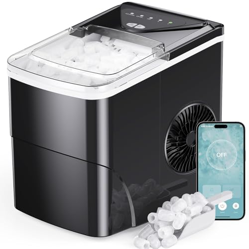 Silonn Smart Countertop Ice Maker - 9 Bullet Cubes in 6 Mins, 26 lbs per Day, Compact Wi-Fi Ice...