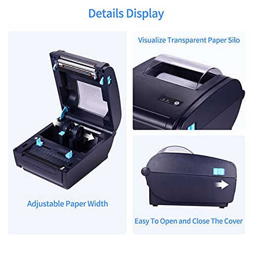 Homesen Impressora de etiquetas térmica de mesa para embalagem de envio 4x6 Etiqueta 160mm/s Conexão