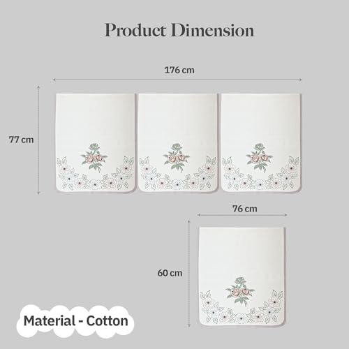 Image of Kuber Industries 5 Seater Sofa Cover | Slipcover for Living Room | Thick & Cozy | Non-Slip Comfort Sofa Cover Set | Painting Delta 1380 - Cream