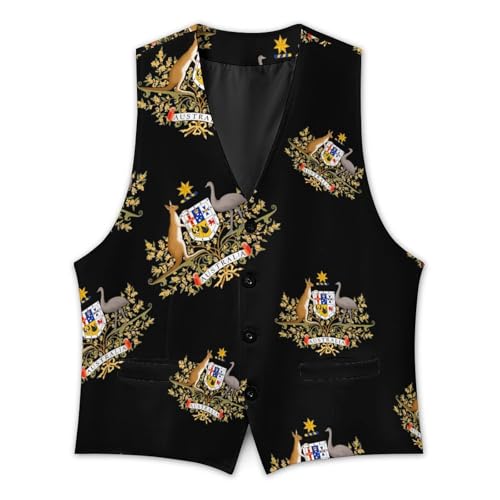 Coat of Arms of Australia Men's Formal Suit Vest for Business Formal Or Casual Dress Waistcoat Wedding3