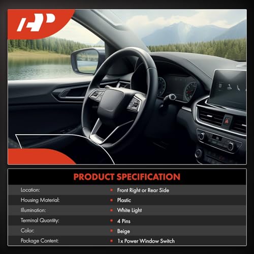 Image of A-Premium Front Right or Rear Side Power Window Switch, Beige Color | Compatible with Mercedes-Benz W213 Series E200 2017-2020, E250 E300 2017-2019, E350 2020, E400 17-18, Replaces 2139050309
