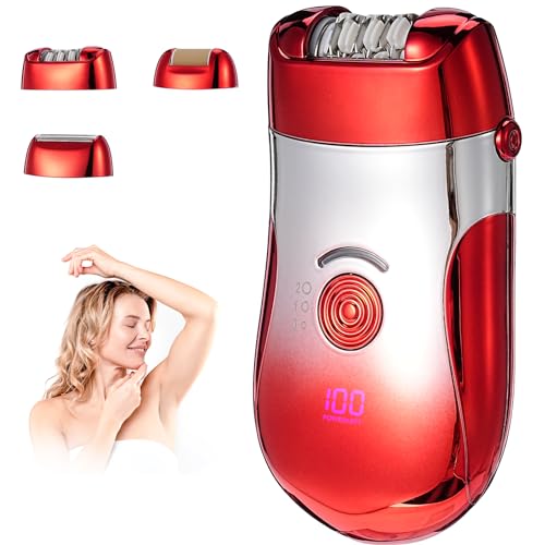 Aytop Epilator for Women, 3 in 1 Rechargeable Facial Epilator with LCD Display 2 Speed Cordless Epilator with Epilating Shaving Dermabrasion Head Waterproof Electric Hair Removal Epilator for Arm Leg