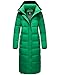Navahoo Damen Wintermantel warmer Steppmantel lang mit abnehmbarer Kapuze Isalie Smaragd Green Gr. L