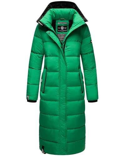 Navahoo Damen Wintermantel warmer Steppmantel lang mit abnehmbarer Kapuze Isalie Smaragd Green Gr. XXL