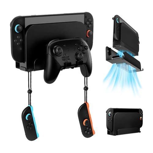 Mcbazel Metal Wall Mount Kit Compatible with Nintendo Switch 2 (2025), Organizer Bracket for NS Switch 2 Dock/JoyCon/Switch Pro, Safely Store Behind or Near TV, Black