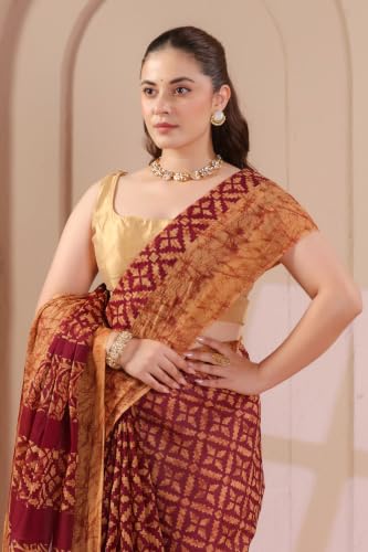Image of TAMAIRA FASHION Mulmul Pure Cotton Saree For Woman Batik Printed |Office Wear Daily Wear Sarees For Women Without Blouse Piece(Available in 10 Colours)