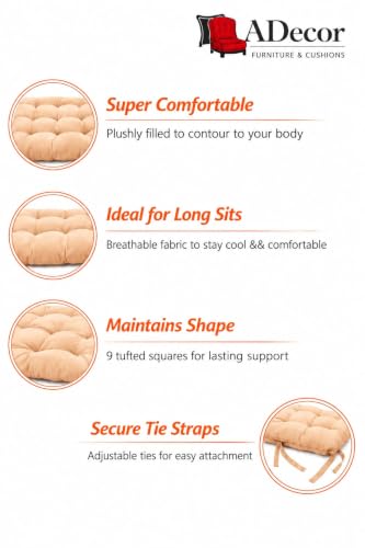 Image of A Decor Soft Cotton Chair Cushion Pad | Comfortable Washable Seat Pad for Dining, Office & Study Pad for Dining, Office & Study Chairs | Thick, Durable Sitting Cushion Chairs Pack of 1| (Beige)