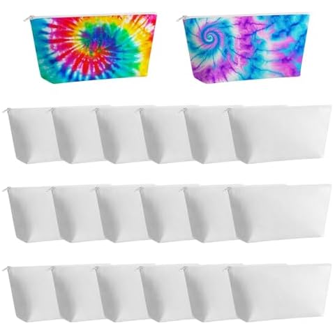 Sanwuta 20 Pcs Cotton Bags for Tie Dying Tie Dye Kit Items Things to Tie Dye Blank Pure Cotton Pencil Comestic Makeup Bags Suitable for Large Groups Tie Dye Party Project(9 x 4.7 x 1.8) Cover