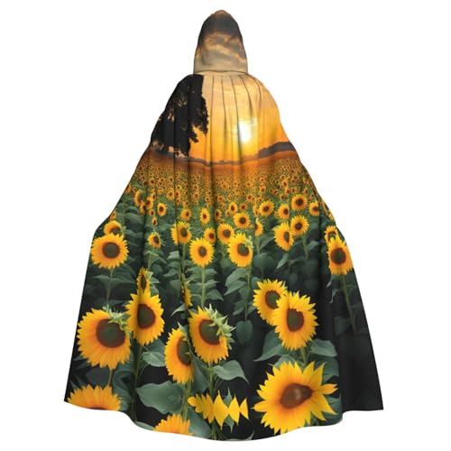QAZWZML Hermosa capa con capucha de girasol con estampado de mar de Halloween, Pascua, carnaval, capa de cosplay, baile de máscaras y fiesta temática.
