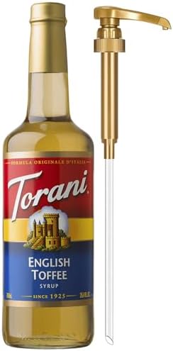 Torani Coffee Syrup, English Toffee Flavor, Pump Included, 25.4 Fl Oz