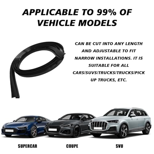 Image of 1.7M /5.6Ft Windshield Cowl Rubber Seal Strip, Front Rear Panel Black Molding Trim Strips, Car Weather Window Door Seal Stripping for Most Cars Trucks SUVs (H-Shape)