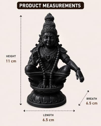 Image of Lord Ayyappa Black Idol Statue, 11x6.5x6.5 cm