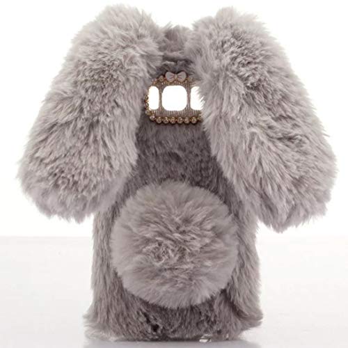 Galaxy S6 Case [Plush Rabbit Case] Stylish Desgin Cute Furry Rabbit Bunny Fur Bling Crystal Rhinestone Design Fluffy Cool Soft Protective Cover Slim Shell For Samsung Galaxy S6 #TOP3